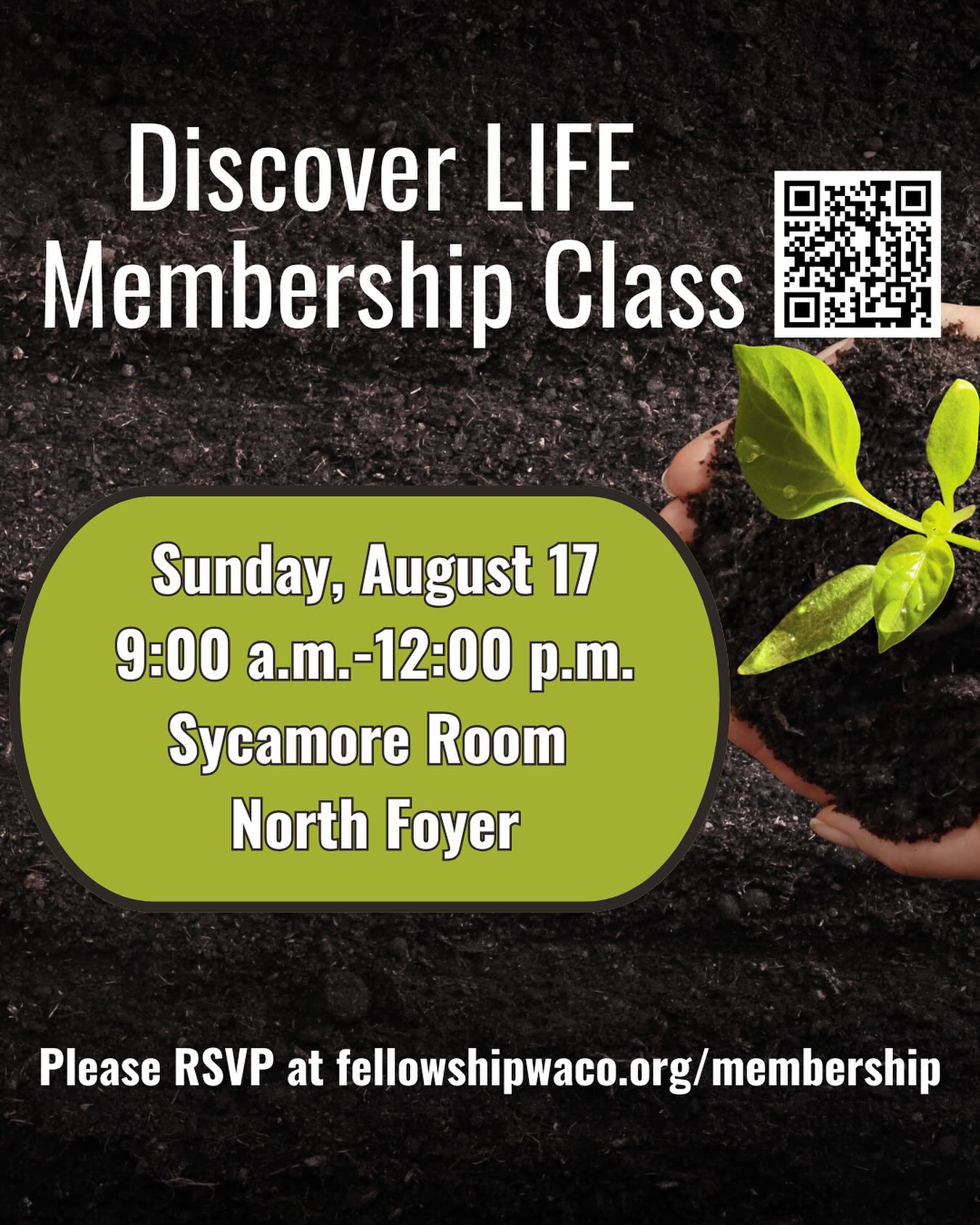 Want to find out what Fellowship Bible Church is all about? Are you ready to take the next step of membership? Sign up for our Discover LIFE class taking place on Sunday, August 17 at 9:00am! Meet our pastors and ministry leaders and learn what we believe, our mission and vision. Please register on our website: fellowshipwaco.org/membership. Hope to see you there!