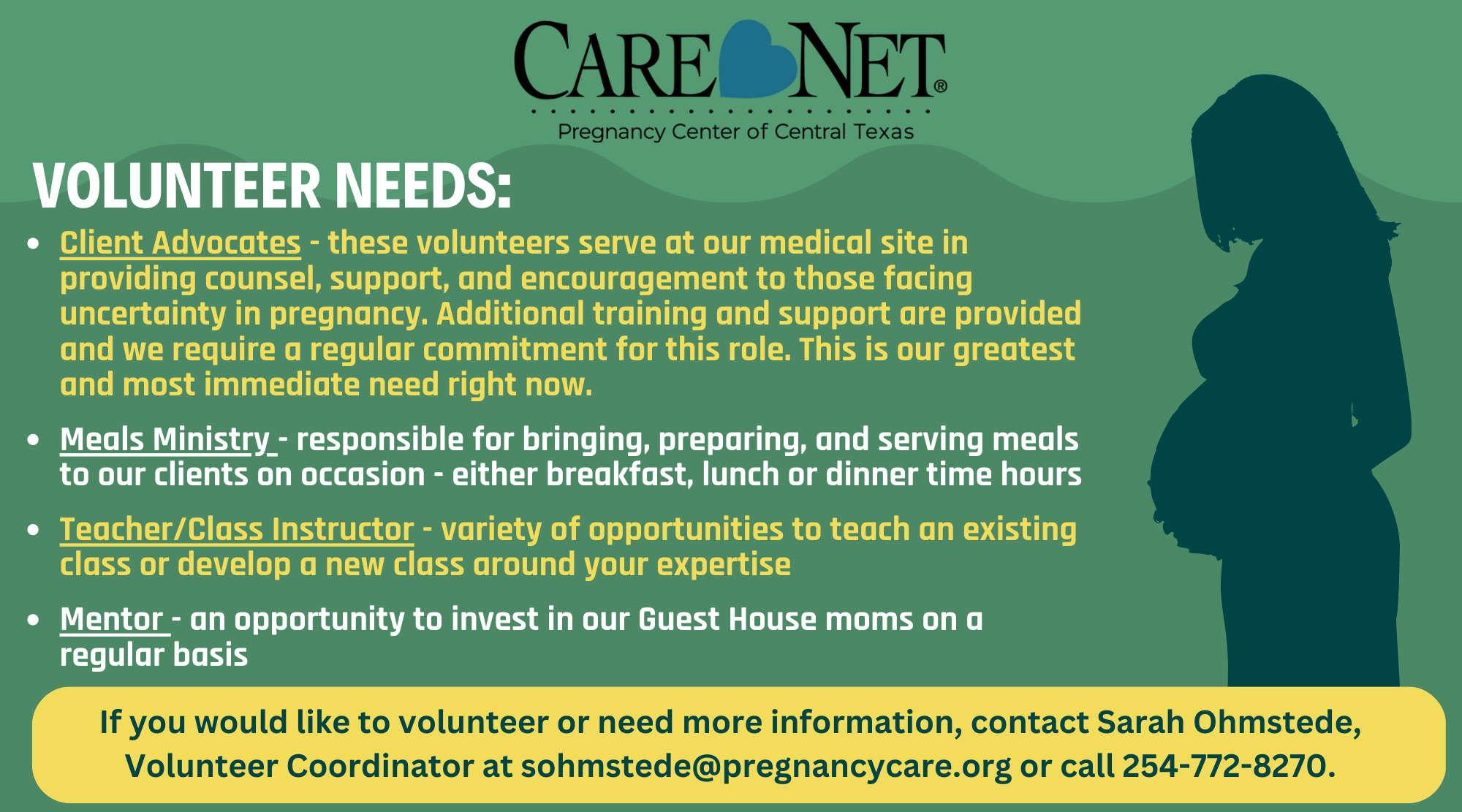 Care Net Volunteer needs 2023